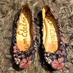 Sam Edelman Navy Pink Floral Jacquard Brocade 12